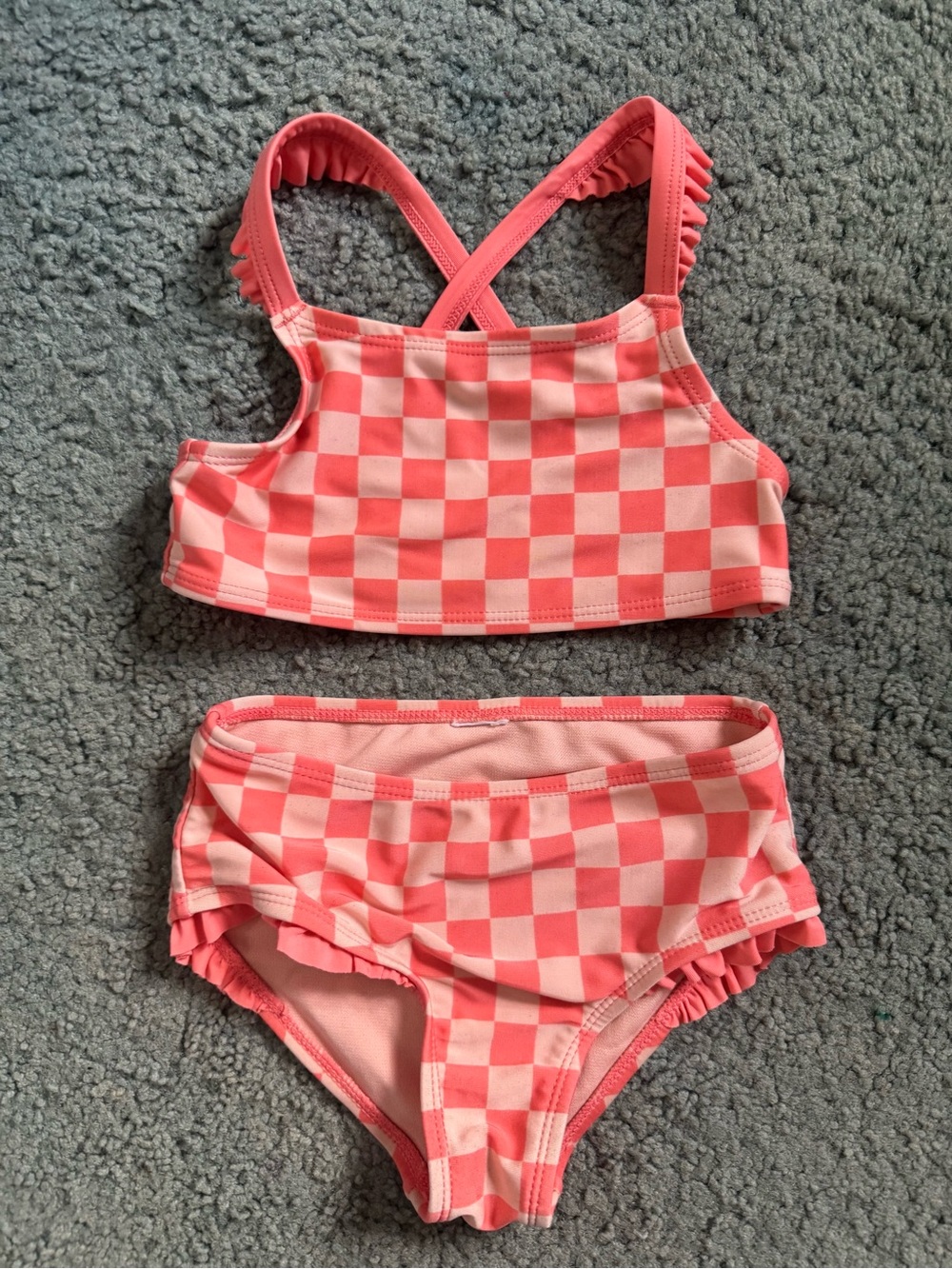 Cat & Jack Coral and Light Pink Checker Swim Set